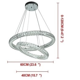 Wewnętrzny kryształowy żyrandol nowoczesna lampa wisząca lampa sufitowa ściemnialna lampa oświetleniowa z pilotem