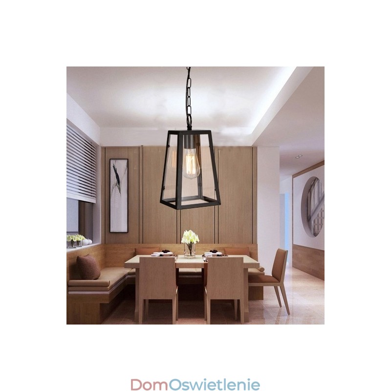 Lampa wisząca z metalu w stylu vintage z kloszem szklanym