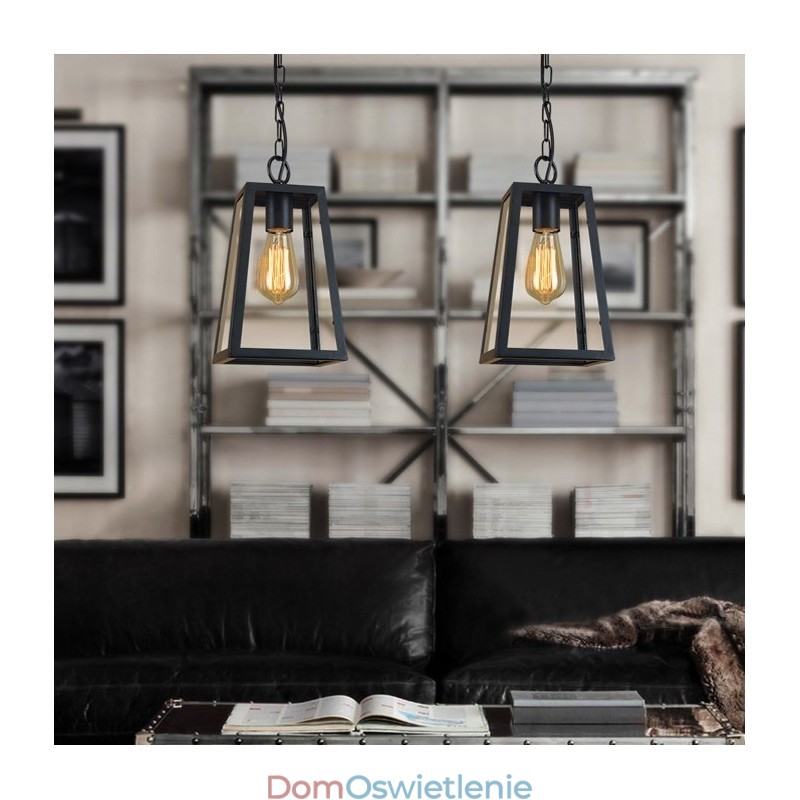 Lampa wisząca z metalu w stylu vintage z kloszem szklanym