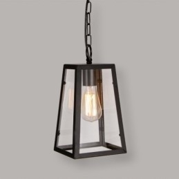 Lampa wisząca z metalu w stylu vintage z kloszem szklanym