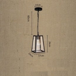 Lampa wisząca z metalu w stylu vintage z kloszem szklanym
