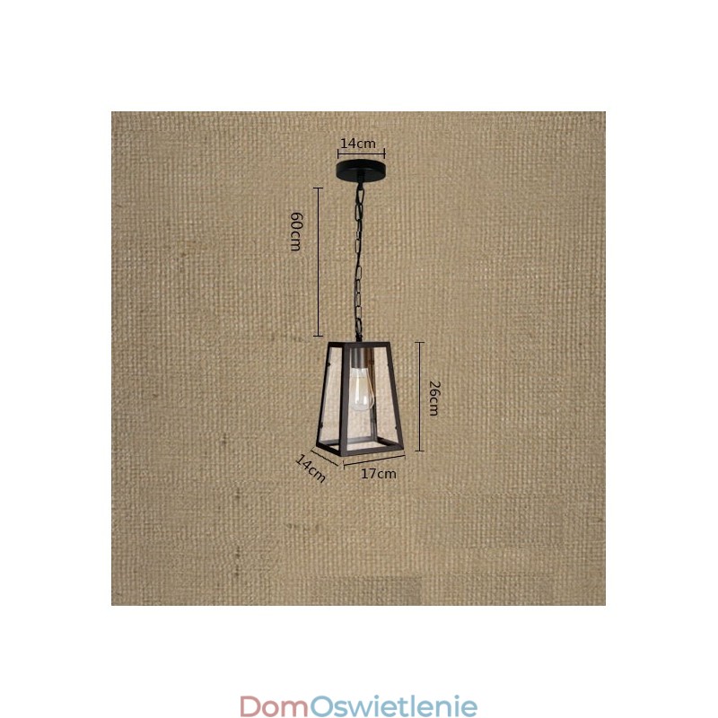 Lampa wisząca z metalu w stylu vintage z kloszem szklanym