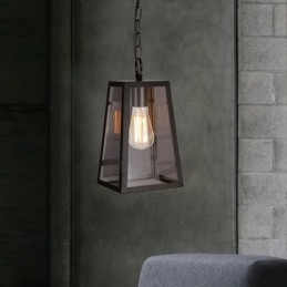 Lampa wisząca z metalu w stylu vintage z kloszem szklanym