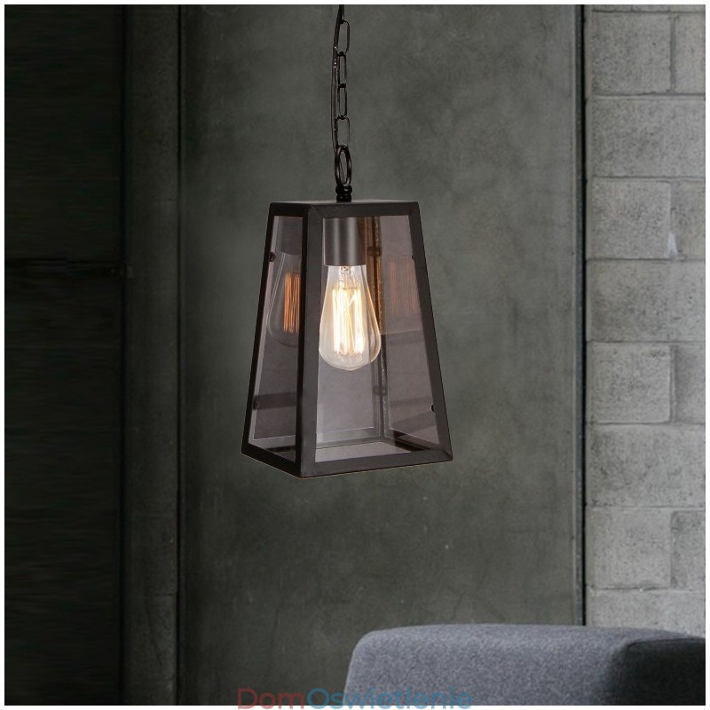 Lampa wisząca z metalu w stylu vintage z kloszem szklanym