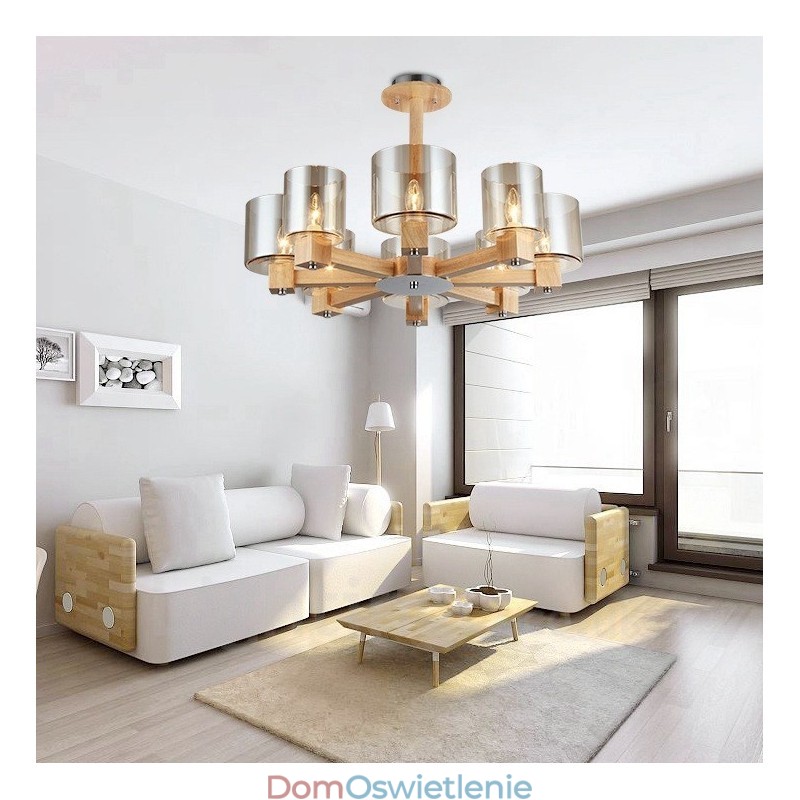 8-mio letni żyrandol w stylu skandynawskim z kloszem szklanym