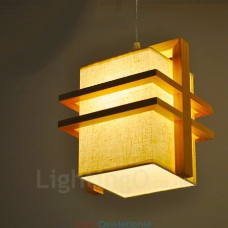 1 Lekka drewniana lampa wisząca retro vintage z kloszem z tkaniny 1 Lekka drewniana lampa wisząca retro vintage z kloszem z tkaniny