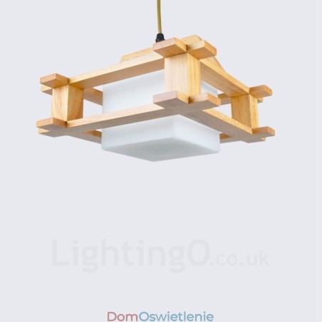 1 Lekka drewniana nowoczesna współczesna lampa wisząca w stylu nordyckim z kloszem szklanym 1 Lekka drewniana nowoczesna współczesna lampa wisząca w stylu nordyckim z kloszem szklanym