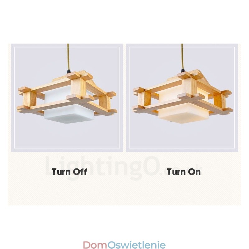 1 Lekka drewniana nowoczesna współczesna lampa wisząca w stylu nordyckim z kloszem szklanym