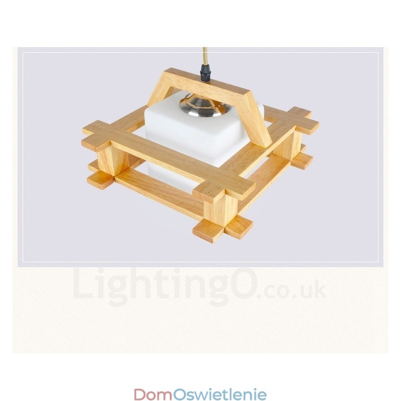 1 Lekka drewniana nowoczesna współczesna lampa wisząca w stylu nordyckim z kloszem szklanym