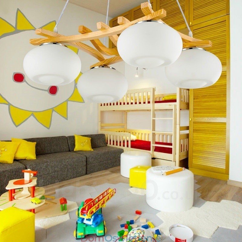 4-punktowa lampa wisząca Rustic Lodge z kloszem szklanym