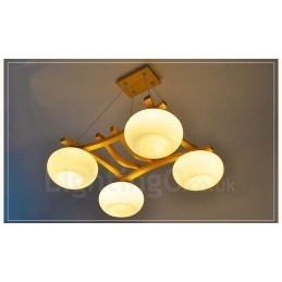 4-punktowa lampa wisząca Rustic Lodge z kloszem szklanym