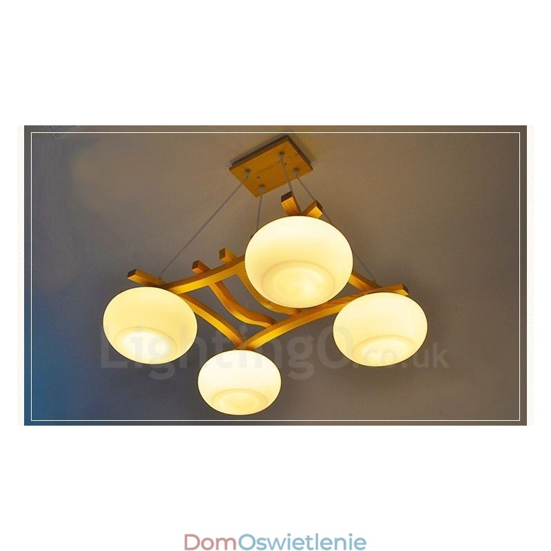 4-punktowa lampa wisząca Rustic Lodge z kloszem szklanym