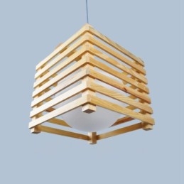 1 Lekka drewniana nowoczesna współczesna lampa wisząca w stylu nordyckim z kloszem szklanym