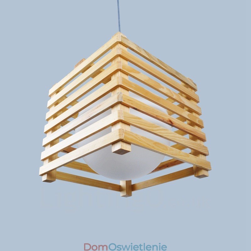 1 Lekka drewniana nowoczesna współczesna lampa wisząca w stylu nordyckim z kloszem szklanym