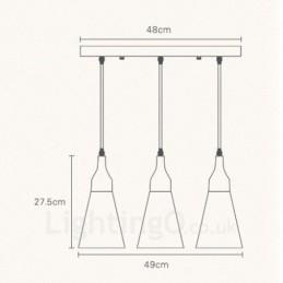 3-kolorowa nowoczesna lampa wisząca z drewna z abażurem z tkaniny