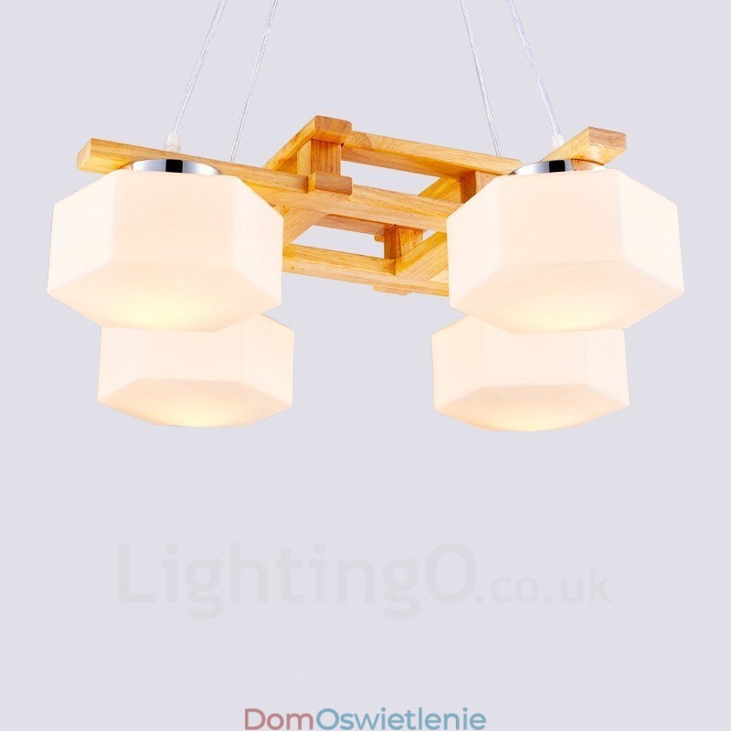 4-punktowa lampa wisząca w stylu skandynawskim z kloszem szklanym