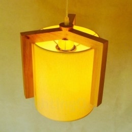 1 Lekka drewniana nowoczesna współczesna lampa wisząca w stylu nordyckim z kloszem z tkaniny