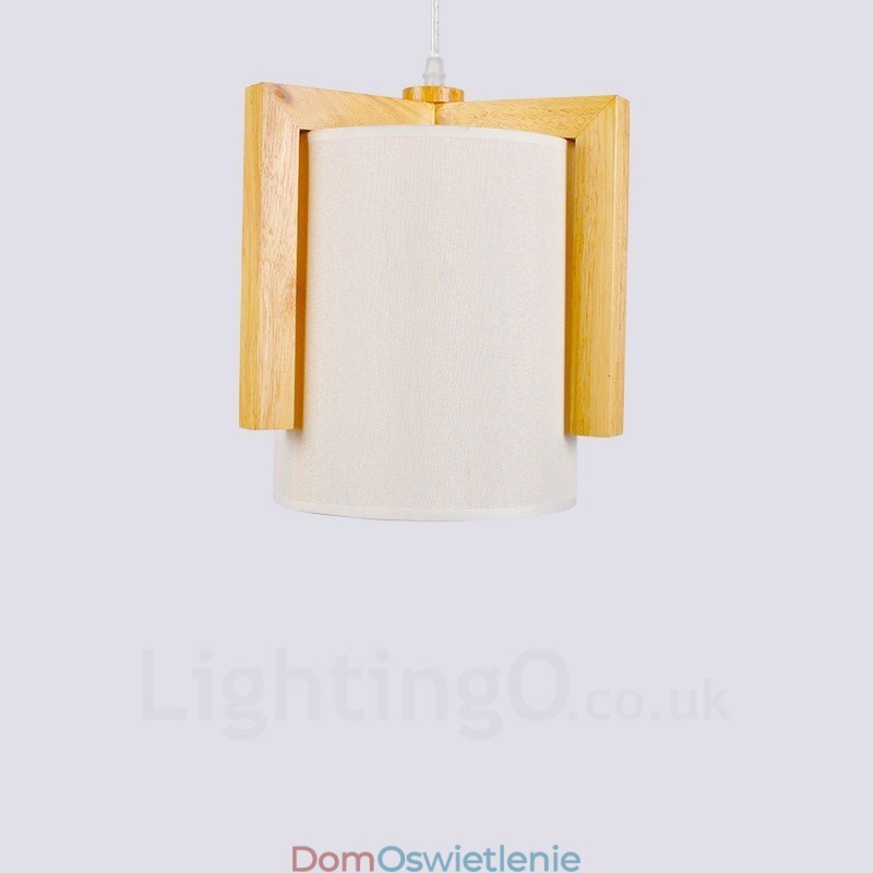 1 Lekka drewniana nowoczesna współczesna lampa wisząca w stylu nordyckim z kloszem z tkaniny