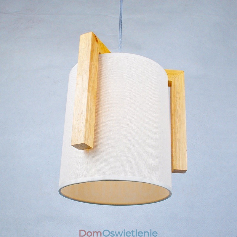 1 Lekka drewniana nowoczesna współczesna lampa wisząca w stylu nordyckim z kloszem z tkaniny