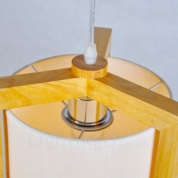 1 Lekka drewniana nowoczesna współczesna lampa wisząca w stylu nordyckim z kloszem z tkaniny