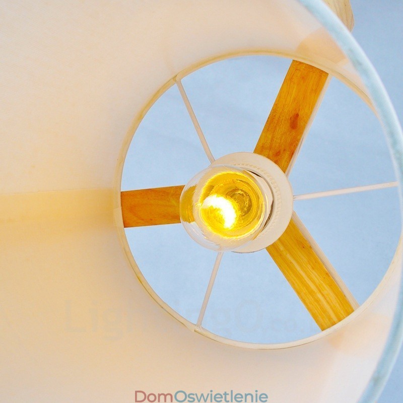 1 Lekka drewniana nowoczesna współczesna lampa wisząca w stylu nordyckim z kloszem z tkaniny