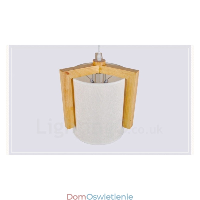 1 Lekka drewniana nowoczesna współczesna lampa wisząca w stylu nordyckim z kloszem z tkaniny