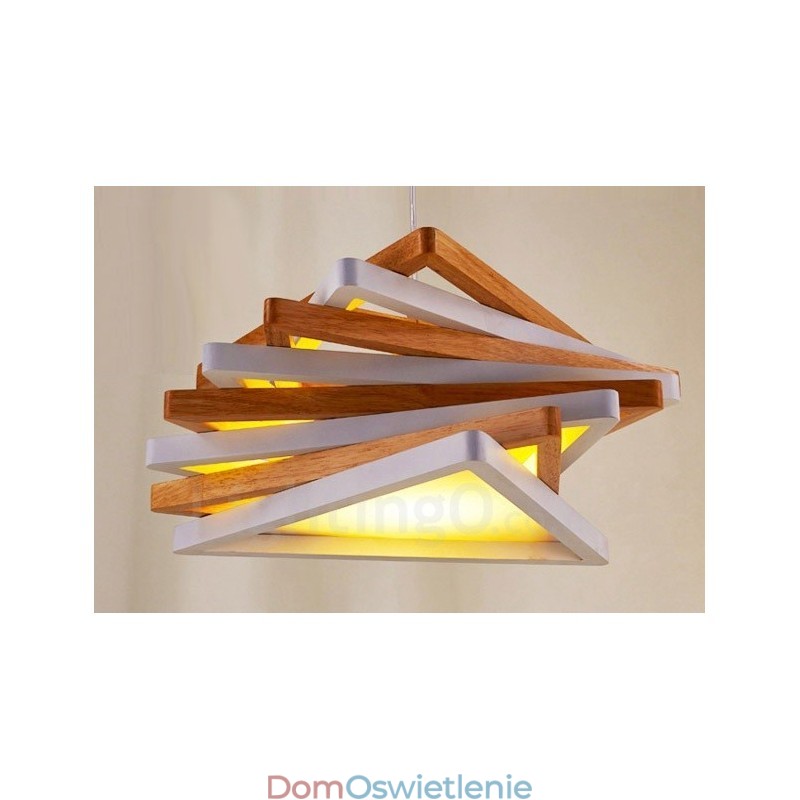 1 Lekka drewniana nowoczesna współczesna lampa wisząca z kloszem z drewna