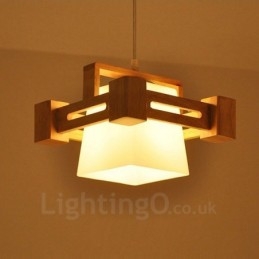 1 Lekka drewniana nowoczesna współczesna lampa wisząca w stylu nordyckim z kloszem z tkaniny