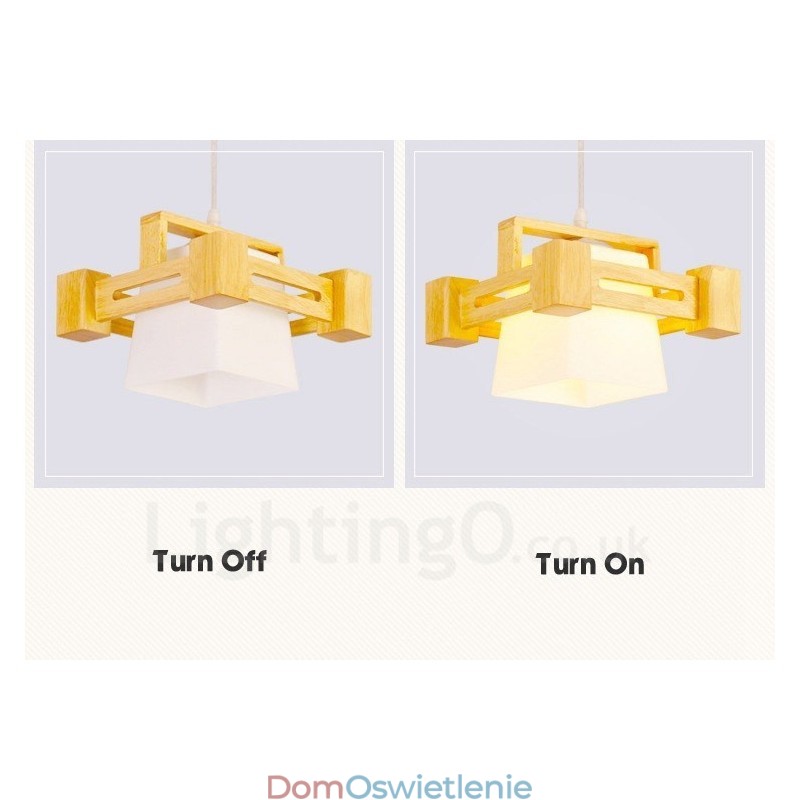 1 Lekka drewniana nowoczesna współczesna lampa wisząca w stylu nordyckim z kloszem z tkaniny