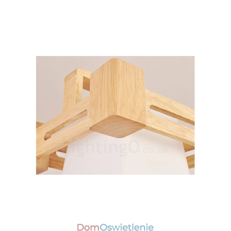 1 Lekka drewniana nowoczesna współczesna lampa wisząca w stylu nordyckim z kloszem z tkaniny