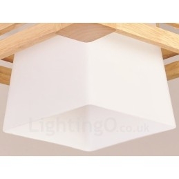 1 Lekka drewniana nowoczesna współczesna lampa wisząca w stylu nordyckim z kloszem z tkaniny