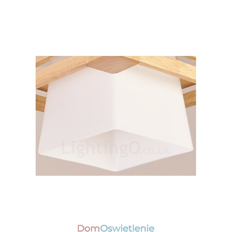 1 Lekka drewniana nowoczesna współczesna lampa wisząca w stylu nordyckim z kloszem z tkaniny