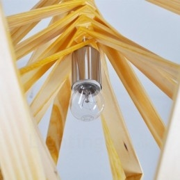 1 Lekka drewniana nowoczesna współczesna lampa wisząca w stylu nordyckim z kloszem z drewna
