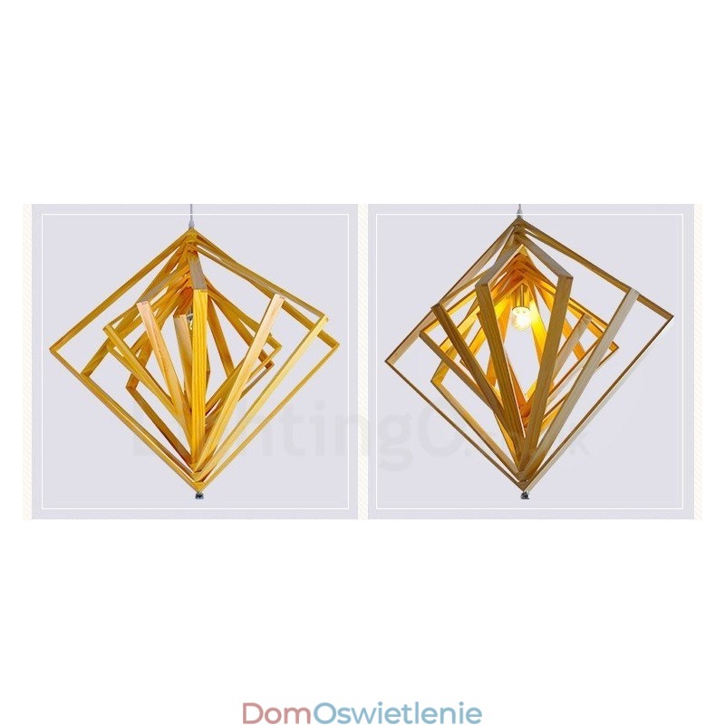 1 Lekka drewniana nowoczesna współczesna lampa wisząca w stylu nordyckim z kloszem z drewna