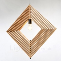 1 Lekka drewniana nowoczesna współczesna lampa wisząca w stylu nordyckim z kloszem z drewna