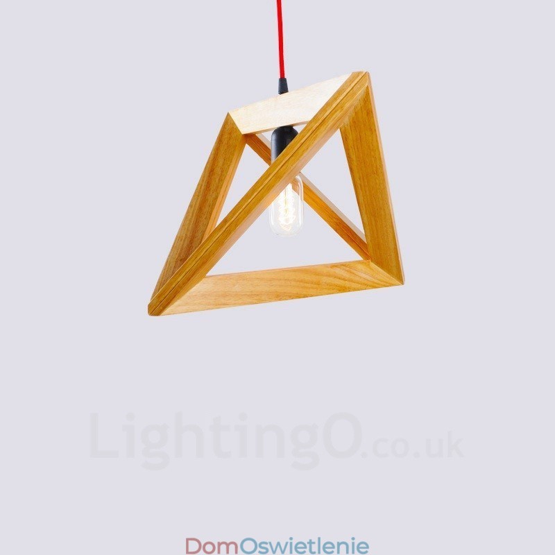 1 Lekka drewniana nowoczesna współczesna lampa wisząca z kloszem z drewna