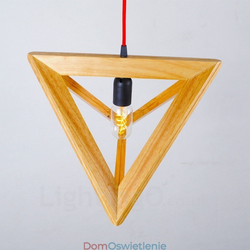 1 Lekka drewniana nowoczesna współczesna lampa wisząca z kloszem z drewna