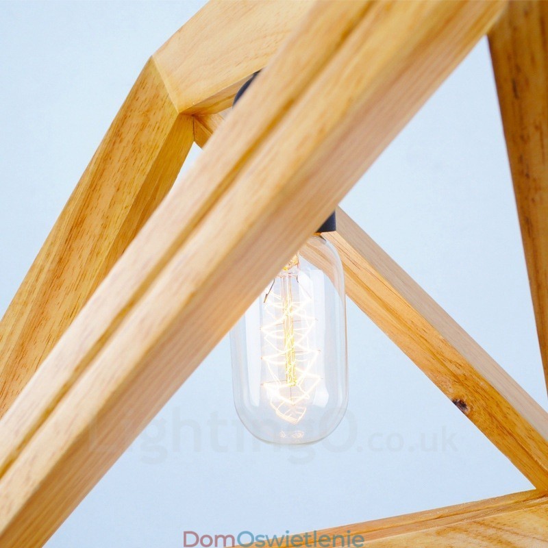 1 Lekka drewniana nowoczesna współczesna lampa wisząca z kloszem z drewna