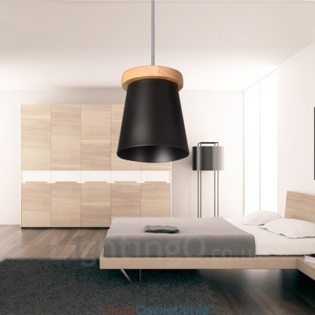 1 Lekka drewniana nowoczesna współczesna lampa wisząca w stylu nordyckim z kloszem z żelaza 1 Lekka drewniana nowoczesna współczesna lampa wisząca w stylu nordyckim z kloszem z żelaza