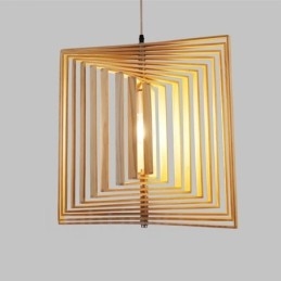 1 Lekka drewniana nowoczesna współczesna lampa wisząca w stylu nordyckim z kloszem z drewna
