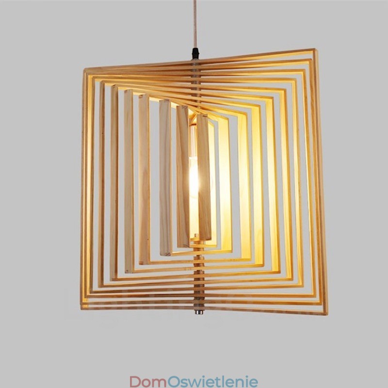 1 Lekka drewniana nowoczesna współczesna lampa wisząca w stylu nordyckim z kloszem z drewna