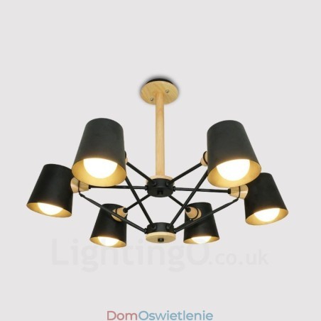 6-cio metrowe drewniane lampy wiszące w nowoczesnym stylu nordyckim z kloszem z żelaza 6-cio metrowe drewniane lampy wiszące w nowoczesnym stylu nordyckim z kloszem z żelaza