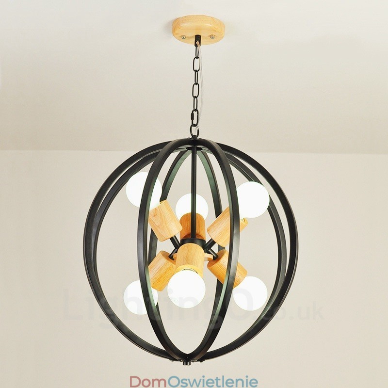 6-punktowa lampa wisząca w stylu retro vintage z żelaznym kloszem