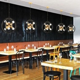 6-punktowa lampa wisząca w stylu retro vintage z żelaznym kloszem