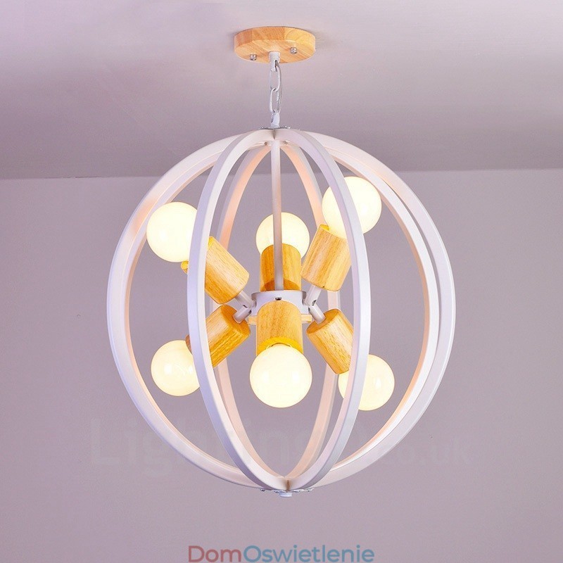 6-punktowa lampa wisząca w stylu retro vintage z żelaznym kloszem