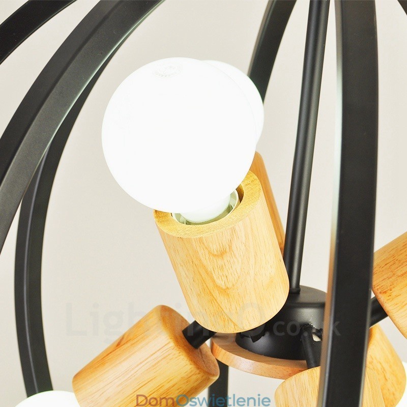6-punktowa lampa wisząca w stylu retro vintage z żelaznym kloszem