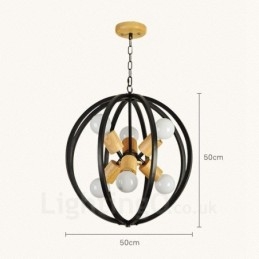 6-punktowa lampa wisząca w stylu retro vintage z żelaznym kloszem
