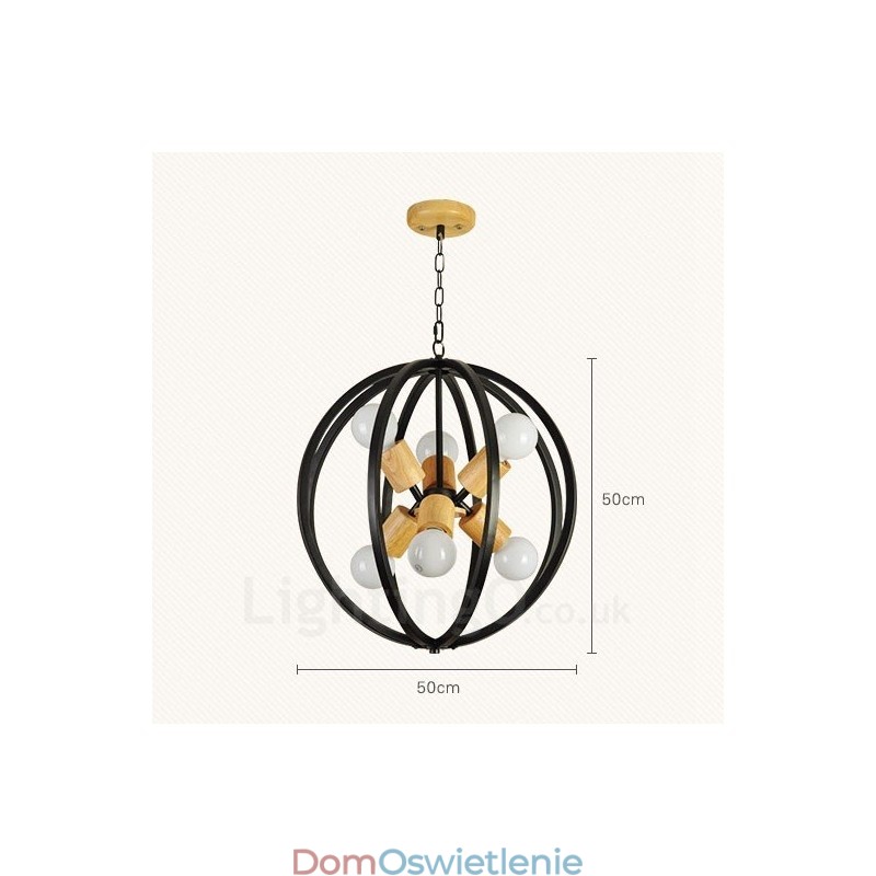 6-punktowa lampa wisząca w stylu retro vintage z żelaznym kloszem