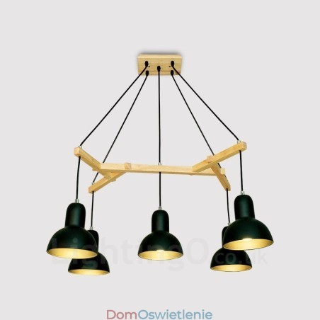 5-cio metrowa lampa wisząca z drewna, nowoczesna i współczesna, z kloszem z żelaza 5-cio metrowa lampa wisząca z drewna, nowoczesna i współczesna, z kloszem z żelaza