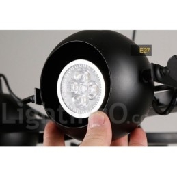 6-punktowa lampa wisząca w stylu retro vintage z czarnego żelaza z czarnymi kloszami w kształcie kuli